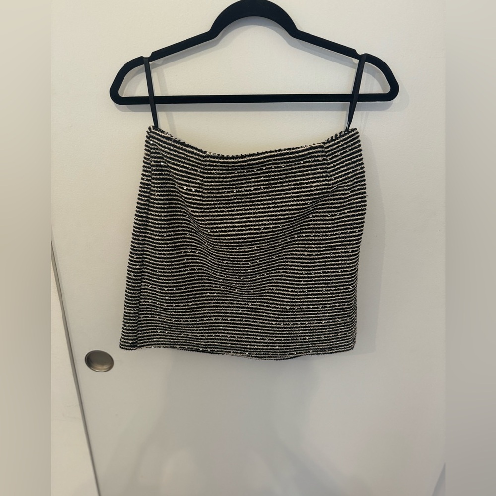 She + Sky black and white striped skirt size M